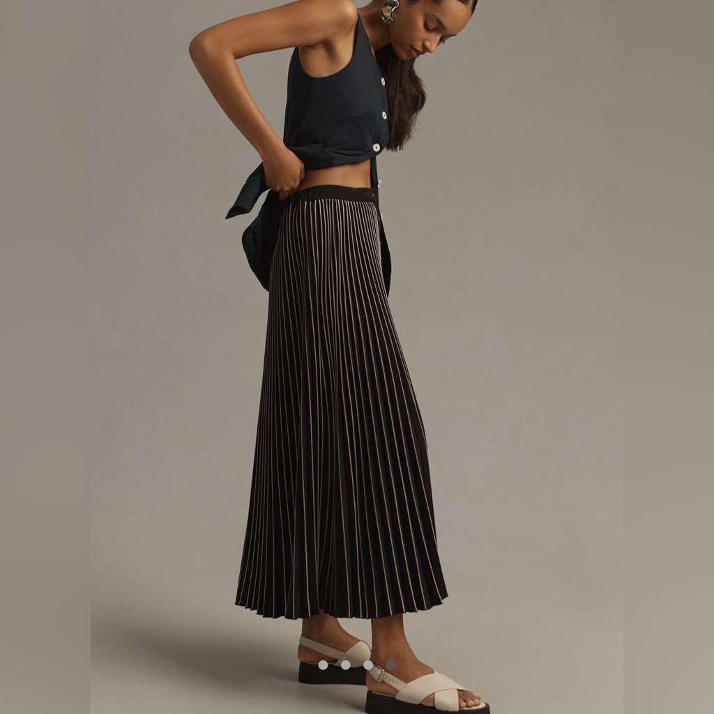 Nwt Anthropologie Maeve Pleated Button-Front Maxi Skirt - Size Xs